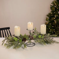 Northlight 26" Triple Candle Holder with Frosted Foliage and Pine Cones Christmas Decor EasyOptionXY LLC