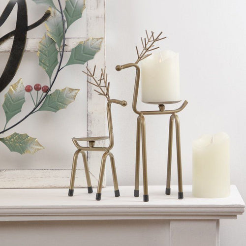 Northlight 13.25" Large Bronze Reindeer Christmas Pillar Candle Holder EasyOptionXY LLC