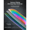 Knife Set, 16 Pieces Rainbow Titanium Coating Cutlery Set No Rust Knife Block with Serrated Steak Knives EasyOptionXY LLC