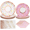 Pink Party Plates, 126Pcs Donut Paper Tableware Set Include Plates Napkins Cutleries Tablecloth- Party Decorative Supplies for Birthday Wedding Valentines, 7 inch and 9inch EasyOptionXY LLC