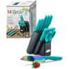 Kitchen Knife Set DISHWASHER SAFE Marco Almond KYA27 14PC Rainbow Kitchen Knife Block Set,Titanium Cutlery Knife Set,Teal EasyOptionXY LLC