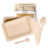 Disposable Wooden Cutlery Utensils Set ¨C (Pack of 60) 12 10.5-inch Plates 12 Forks 12 Knives 12 Spoons 12 Small Spoons Eco-Friendly Silverware Compostable Flatware Biodegradable EasyOptionXY LLC