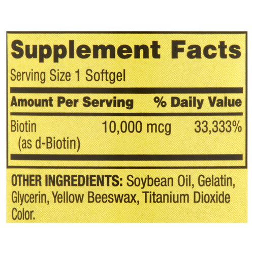 Spring Valley Biotin Softgels; Dietary Supplement; 10; 000 mcg; 120 Count EasyOptionXY LLC