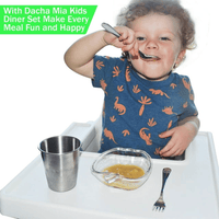 Dacha Mia - Stainless Steel Kids Utensils - Eco Friendly Toddler Flatware - 10 oz Cup for Kids with 1 PC spoon & 1 PC Fork - BPA Free - Reusable - lunch box Accessories EasyOptionXY LLC