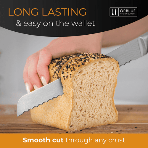 Orblue Serrated Bread Knife, Stainless Steel Bread Cutter (8-inch Blade with 5-inch Handle) EasyOptionXY LLC