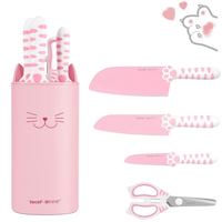 Hecef Cute Kitchen Knife Set with Detachable Block, Cat Claw Pink Sharp Chopping Cleaver and Scissors for Gift Housewarming Birthday EasyOptionXY LLC