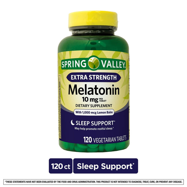 Spring Valley Extra Strength Melatonin Tablets Dietary Supplement; 10 mg; 120 Count EasyOptionXY LLC