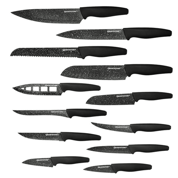 Granitestone Nutriblade Nonstick Knife Set, Stainless Steel Kitchen Knives, Easy-Grip Handle, Rust-proof & Dishwasher safe, 12 Pieces EasyOptionXY LLC