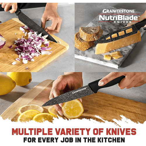 Granitestone Nutriblade Nonstick Knife Set, Stainless Steel Kitchen Knives, Easy-Grip Handle, Rust-proof & Dishwasher safe, 12 Pieces EasyOptionXY LLC