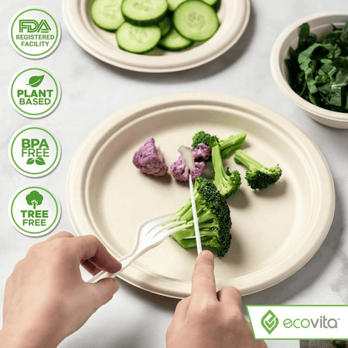 100% Compostable Forks Spoons and Knives - 380 Piece Eco Cutlery Combo Set - Eco Friendly Alternative to Plastic Silverware | Ecovita | White EasyOptionXY LLC