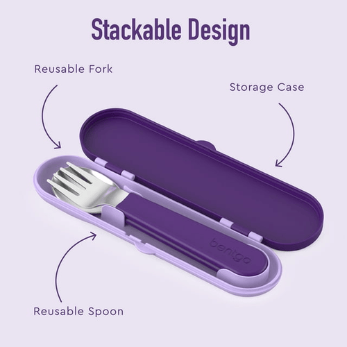 Bentgo Kids Stainless Steel Utensils Set - Reusable Fork, Spoon & Storage Case Made From High-Grade Stainless Steel, BPA-Free, Dishwasher Safe (Purple Unicorn) EasyOptionXY LLC