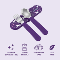 Bentgo Kids Stainless Steel Utensils Set - Reusable Fork, Spoon & Storage Case Made From High-Grade Stainless Steel, BPA-Free, Dishwasher Safe (Purple Unicorn) EasyOptionXY LLC