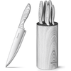 D.Perlla Knife Set, 6 Pieces Stainless Steel Cutlery Knife Set with Detachable Round Knife Block, Chef Knife, Bread Knife, Paring Knife, Cooking Knife, White EasyOptionXY LLC