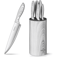 D.Perlla Knife Set, 6 Pieces Stainless Steel Cutlery Knife Set with Detachable Round Knife Block, Chef Knife, Bread Knife, Paring Knife, Cooking Knife, White EasyOptionXY LLC