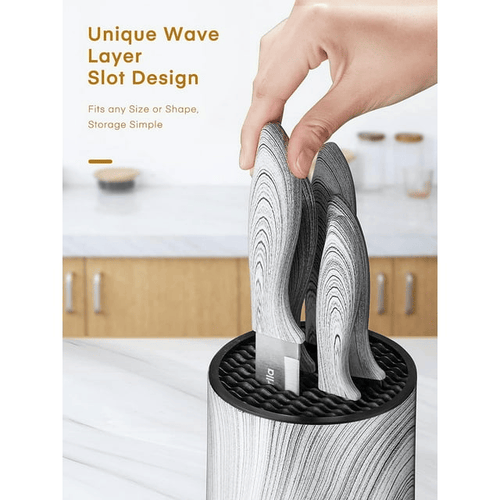 D.Perlla Knife Set, 6 Pieces Stainless Steel Cutlery Knife Set with Detachable Round Knife Block, Chef Knife, Bread Knife, Paring Knife, Cooking Knife, White EasyOptionXY LLC