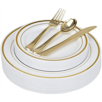 125 Piece Disposable Plastic Dinnerware Set, Gold, by Stock Your Home EasyOptionXY LLC
