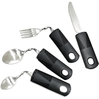 Extra Wide Handles Bendable Easy Grip Cutlery Set, Chunky Handles, Corfort Grips Disability Ideal Dining aid for Elderly Disabled Arthritis Parkinson's Disease Tremors Sufferers(4Pcs Black) EasyOptionXY LLC