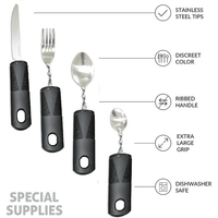 Extra Wide Handles Bendable Easy Grip Cutlery Set, Chunky Handles, Corfort Grips Disability Ideal Dining aid for Elderly Disabled Arthritis Parkinson's Disease Tremors Sufferers(4Pcs Black) EasyOptionXY LLC