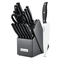 McCook MC39 Knife Set with Built-in Sharpener, 14-Piece Triple Rivet Cutlery Knife Block Set EasyOptionXY LLC
