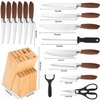Knife Set, 15 Pcs Knife Sets for Kitchen with Block, High Carbon Stainless Steel Block Knife Set with 6 Serrated Steak Knives, Professional Chef Knife Set for Kitchen EasyOptionXY LLC