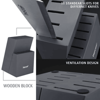 Hecef 12 Pcs Kitchen Knife Set with Wooden Block, Steak Knives, Stainless Steel Essential Chef Knife Set EasyOptionXY LLC