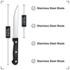 Bestdin Steak Knives, 10 Pieces 4.5" Long Blade Stainless Steel Serrated Steak Knife Set, Dishwasher Safe, Black Serrated Edge Steel Utility Knives Steakhouse Cutlery Utensil Dinner Knives EasyOptionXY LLC