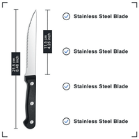 Bestdin Steak Knives, 10 Pieces 4.5" Long Blade Stainless Steel Serrated Steak Knife Set, Dishwasher Safe, Black Serrated Edge Steel Utility Knives Steakhouse Cutlery Utensil Dinner Knives EasyOptionXY LLC