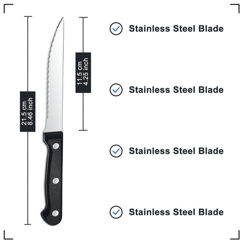 Bestdin Steak Knives, 10 Pieces 4.5" Long Blade Stainless Steel Serrated Steak Knife Set, Dishwasher Safe, Black Serrated Edge Steel Utility Knives Steakhouse Cutlery Utensil Dinner Knives EasyOptionXY LLC