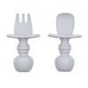Bumkins Baby Feeding Chewtensils, Training Fork and Spoon Set, Utensils Ages 6 Mos+ (Gray) EasyOptionXY LLC