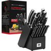 Master Maison 15-Piece Premium Kitchen Knife Set With Wooden Block | Master Maison German Stainless Steel Cutlery With Knife Sharpener & 6 Steak Knives (Black) EasyOptionXY LLC