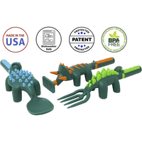 Constructive Eating Made in USA Dinosaur Set of 3 Utensils for Toddlers, Infants, Babies and Kids - Made With Materials Tested for Safety EasyOptionXY LLC