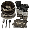 144-Piece Happy Retirement Decorations and Party Supplies with Paper Plates, Napkins, Cups, and Cutlery, Disposable Dinnerware Set for Farewell Celebration, for Men and Women (Serves 24 Guests) EasyOptionXY LLC