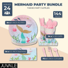 144 Pieces Mermaid Birthday Party Supplies, Dinnerware Set with Plates, Napkins, Cups, Cutlery (Serves 24) EasyOptionXY LLC