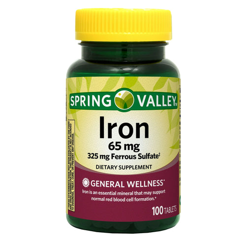 Spring Valley Iron Tablets Dietary Supplement; 65 mg; 100 Count EasyOptionXY LLC