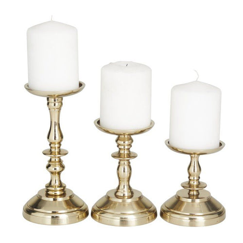 DecMode 3 Candle Gold Aluminum Pillar Candle Holder, Set of 3 EasyOptionXY LLC