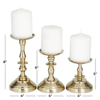 DecMode 3 Candle Gold Aluminum Pillar Candle Holder, Set of 3 EasyOptionXY LLC