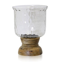 Asha - Wood And Crystal Design Glass One Light Hurricane Candle Holder - Large EasyOptionXY LLC