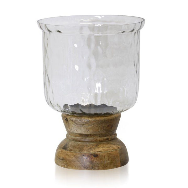 Asha - Wood And Crystal Design Glass One Light Hurricane Candle Holder - Large EasyOptionXY LLC