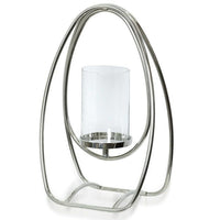 Asha - Steel Metal And Clear Glass One Light Hurricane Candle Holder - Chrome Finish - Large EasyOptionXY LLC