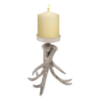 DecMode Silver Aluminum Antler Candle Holder EasyOptionXY LLC
