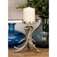 DecMode Silver Aluminum Antler Candle Holder EasyOptionXY LLC