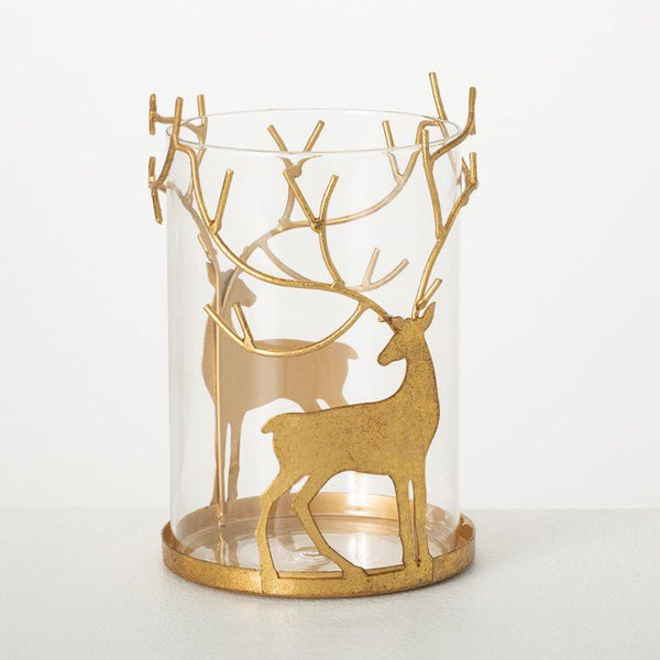 8"H Sullivans Gold Deer Pillar Candle Holder EasyOptionXY LLC