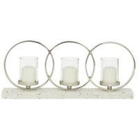 DecMode 3 Holder White Aluminum Pillar Candelabra with Aluminum Accents EasyOptionXY LLC