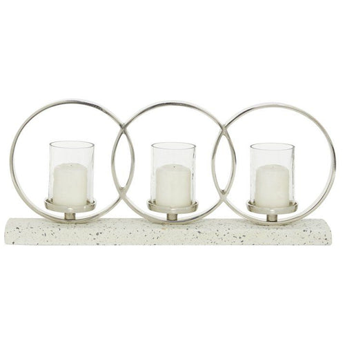 DecMode 3 Holder White Aluminum Pillar Candelabra with Aluminum Accents EasyOptionXY LLC