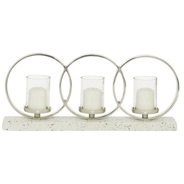 DecMode 3 Holder White Aluminum Pillar Candelabra with Aluminum Accents EasyOptionXY LLC