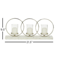 DecMode 3 Holder White Aluminum Pillar Candelabra with Aluminum Accents EasyOptionXY LLC