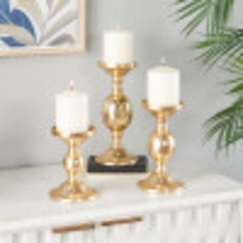 The Novogratz 3 Candle Gold Aluminum Pillar Candle Holder, Set of 3 EasyOptionXY LLC