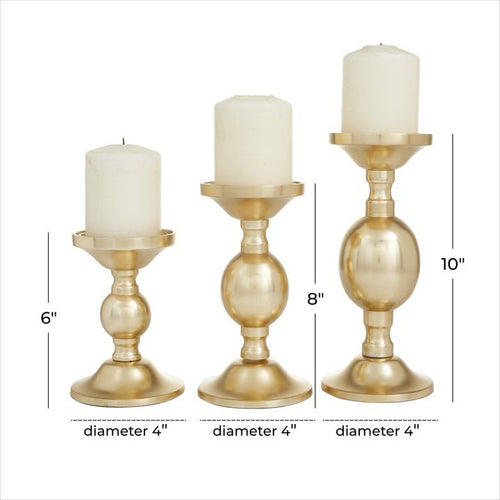 The Novogratz 3 Candle Gold Aluminum Pillar Candle Holder, Set of 3 EasyOptionXY LLC
