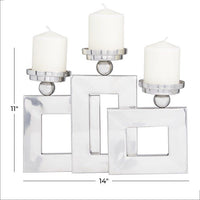 DecMode 3 Candle Silver Stainless Steel Pillar 3 Plate Candle Holder EasyOptionXY LLC