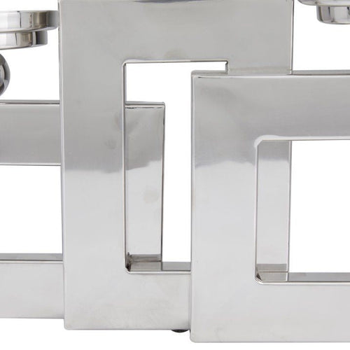 DecMode 3 Candle Silver Stainless Steel Pillar 3 Plate Candle Holder EasyOptionXY LLC